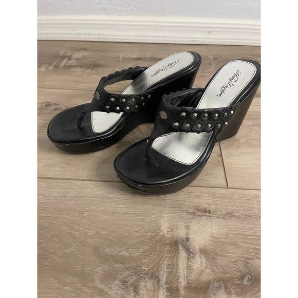 Harley Davidson circa 2010 Wedge Sandals - Picture 1 of 9